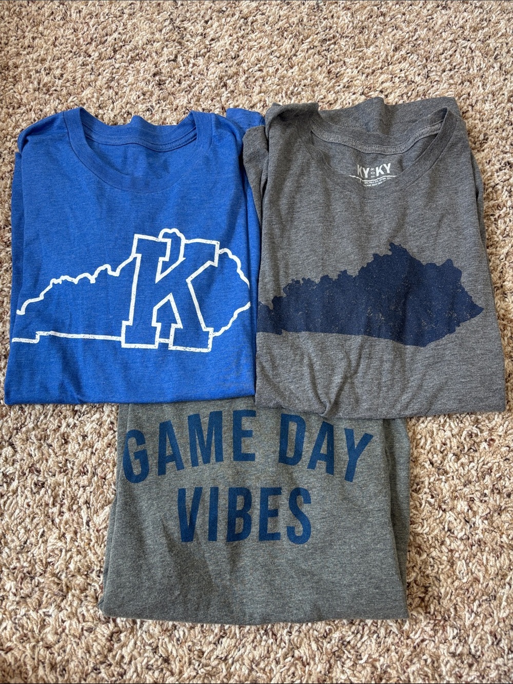 KY Game Day Vibes Short Sleeve Tees- Blue & Gray